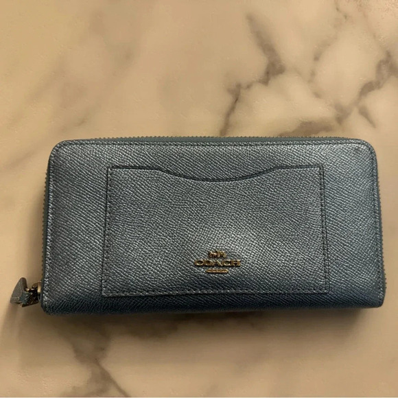 Coach accordion wallet Metallic blue - Picture 1 of 14